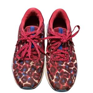 Brooks Adrenaline Dark Pink and Blue Cheetah Print Sneakers
